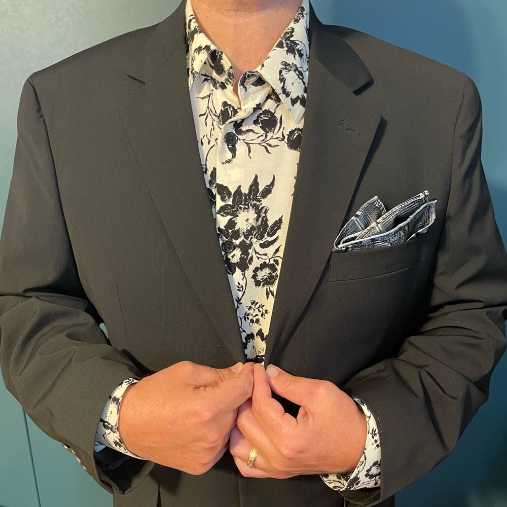 The Kooples Long Sleeve Black and White Floral Print Shirt - Picture 2 of 10
